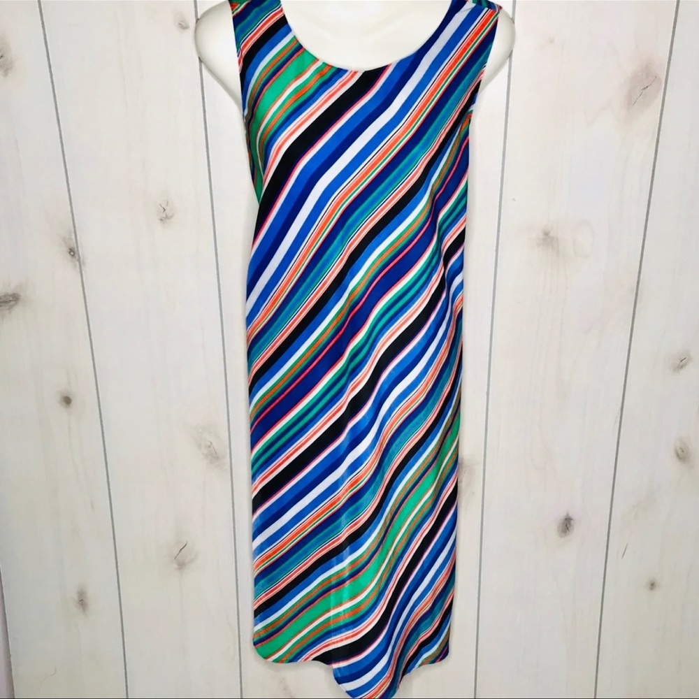 Halogen Bright Diagonal Stripe Shift Sleeveless D… - image 2